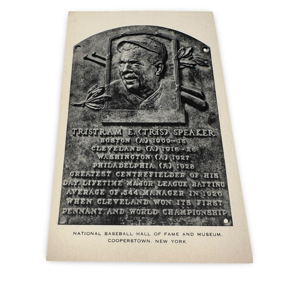Tris Speaker Baseball Hall of Fame Artvue Postcard Cooperstown NY Unused Gray